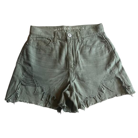 American Eagle Olive Green Highest Rise Mom Jean Shorts Size 2 - Picture 1 of 8
